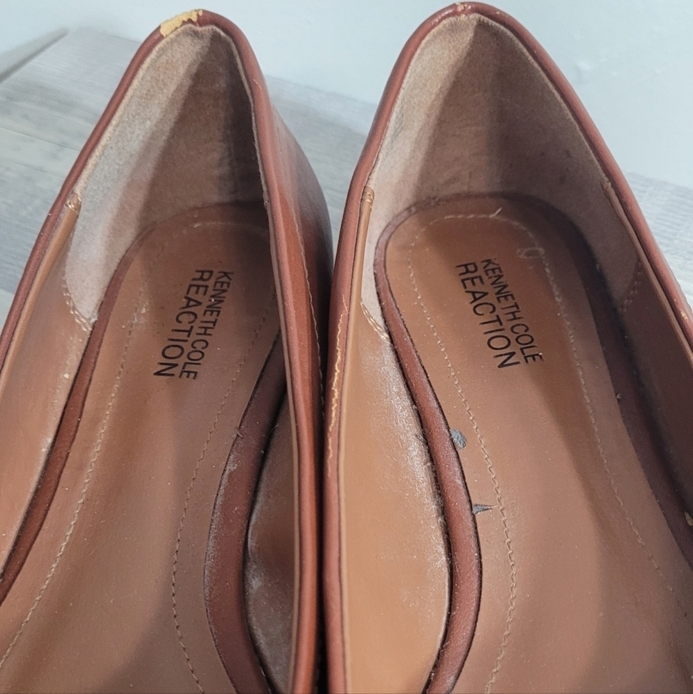 Kenneth Cole Reaction Brown Leather Slip On Ballet Flats. Size 8.5 - Picture 6 of 8